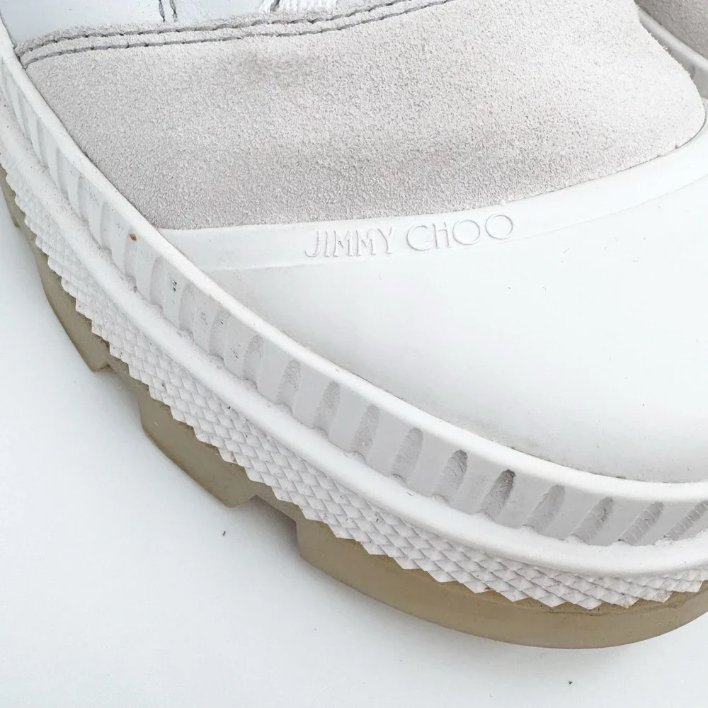 Jimmy Choo‎ Mens Nord Sneaker Boot US 10 EU 43 White Leather Suede Chunky 90s